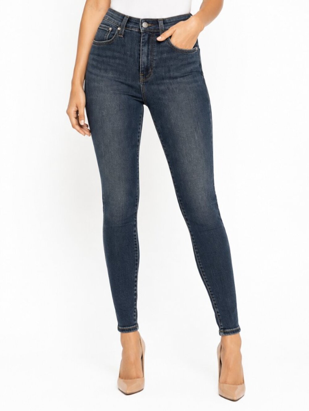 Levi's 721 High Rise Skinny Jeans 27x30 Dark Wash Stretch NWT Irregular